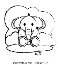grunge cute elephant wild animal in the landscape