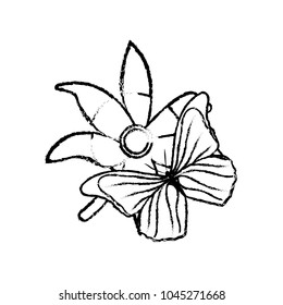 grunge cute flowers design with petals and butterfly