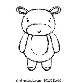 grunge cute and happy hippopotamus wild animal