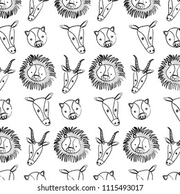 grunge cute head wild animals background