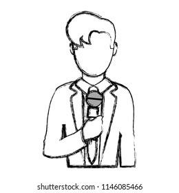grunge cute journalist occupation with microphone object