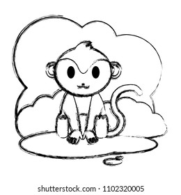 grunge cute monkey wild animal in the landscape