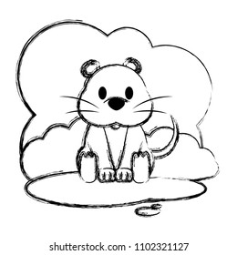 grunge cute mouse wild animal in the landscape