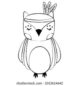 grunge cute owl animal with feathers design