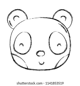 grunge cute panda head wild animal