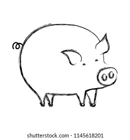 grunge cute pig farm animal icon