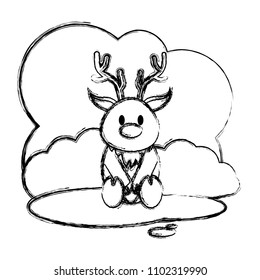grunge cute reindeer wild animal in the landscape