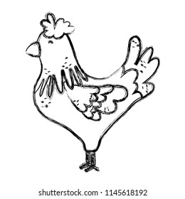 grunge cute rooster farm animal icon