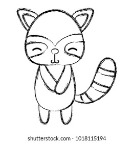 grunge cute and shy raccoon wild animal