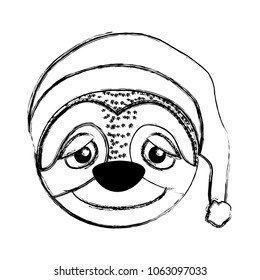 grunge cute sloth head animal with sleeping hat