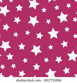 Grunge, cute stars seamless pattern. Childish, toy theme. Great for clothing, packaging. Vector illustration.