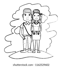 grunge cute woman and man couple hairstyle