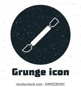 Grunge Cuticle pusher icon isolated on white background. Tool for manicure. Monochrome vintage drawing. Vector