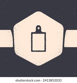 Icono de tablero de recorte de Grunge aislado en fondo gris. Símbolo del tablero de corte. Dibujo vintage monocromo. Vector