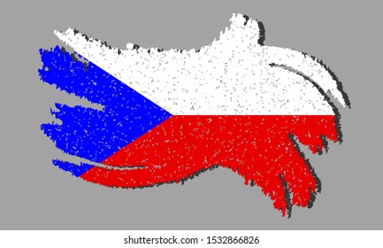 Grunge Czech flag, Czech flag with shadow on isolated background, vector illustration