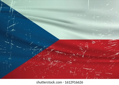 Grunge Czech Republic flag. Czech Republic flag with waving grunge texture. Vector background.