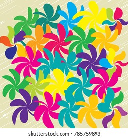Grunge Daisy Flower Abstract Vector Background, Grunge Brush Strokes, Art Abstract Pattern Background, Old Grunge Graphics Style