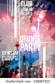 Grunge  Dance party design template - Vector Illustration