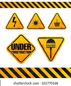 Grunge danger signs collection isolated on white