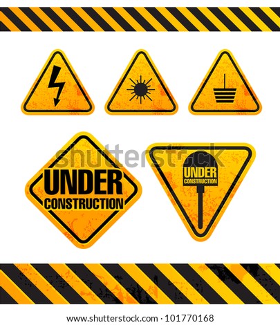 Grunge danger signs collection isolated on white