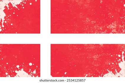 Grunge Danish flag vector illustration. The national flag of Denmark.