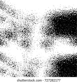 Grunge dark corner messy background. Distressed grainy overlay texture. Ink stroke brushed renovate wall backdrop. Abstract black and white cracks, stains, smears, scrapes for design and printing