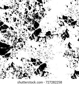 Grunge dark corner messy background. Distressed grainy overlay texture. Ink stroke brushed renovate wall backdrop. Abstract black and white cracks, stains, smears, scrapes for design and printing
