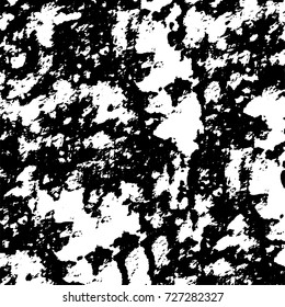 Grunge dark corner messy background. Distressed grainy overlay texture. Ink stroke brushed renovate wall backdrop. Abstract black and white cracks, stains, smears, scrapes for design and printing