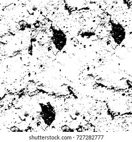 Grunge dark corner messy background. Distressed grainy overlay texture. Ink stroke brushed renovate wall backdrop. Abstract black and white cracks, stains, smears, scrapes for design and printing