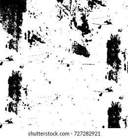 Grunge dark corner messy background. Distressed grainy overlay texture. Ink stroke brushed renovate wall backdrop. Abstract black and white cracks, stains, smears, scrapes for design and printing