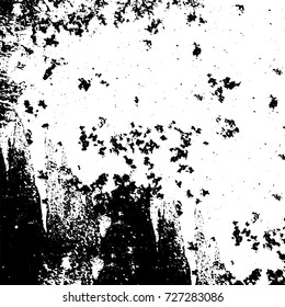 Grunge dark corner messy background. Distressed grainy overlay texture. Ink stroke brushed renovate wall backdrop. Abstract black and white cracks, stains, smears, scrapes for design and printing