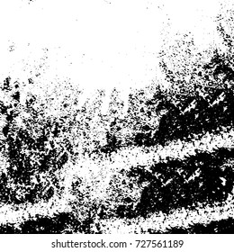 Grunge dark corner messy background. Distressed grainy overlay texture. Ink stroke brushed renovate wall backdrop. Abstract black and white cracks, stains, smears, scrapes for design and printing