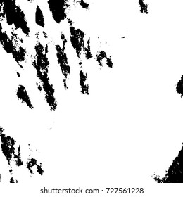 Grunge dark corner messy background. Distressed grainy overlay texture. Ink stroke brushed renovate wall backdrop. Abstract black and white cracks, stains, smears, scrapes for design and printing