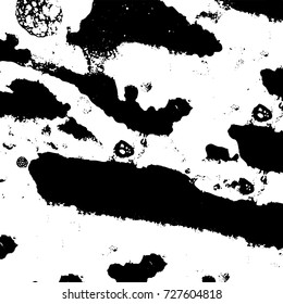 Grunge dark corner messy background. Distressed grainy overlay texture. Ink stroke brushed renovate wall backdrop. Abstract black and white cracks, stains, smears, scrapes for design and printing