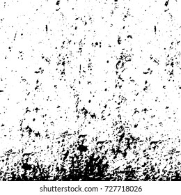 Grunge dark corner messy background. Distressed grainy overlay texture. Ink stroke brushed renovate wall backdrop. Abstract black and white cracks, stains, smears, scrapes for design and printing