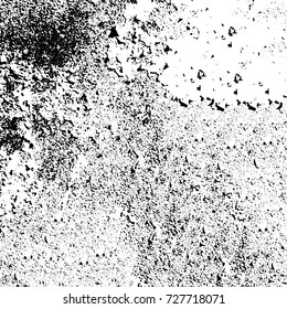Grunge dark corner messy background. Distressed grainy overlay texture. Ink stroke brushed renovate wall backdrop. Abstract black and white cracks, stains, smears, scrapes for design and printing