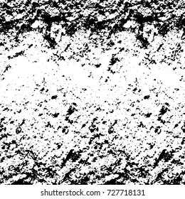 Grunge dark corner messy background. Distressed grainy overlay texture. Ink stroke brushed renovate wall backdrop. Abstract black and white cracks, stains, smears, scrapes for design and printing