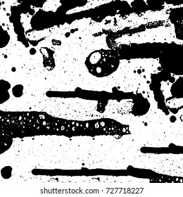 Grunge dark corner messy background. Distressed grainy overlay texture. Ink stroke brushed renovate wall backdrop. Abstract black and white cracks, stains, smears, scrapes for design and printing