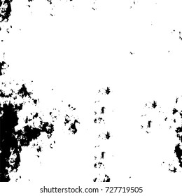 Grunge dark corner messy background. Distressed grainy overlay texture. Ink stroke brushed renovate wall backdrop. Abstract black and white cracks, stains, smears, scrapes for design and printing