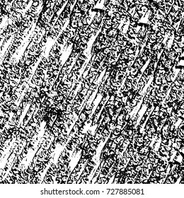 Grunge dark corner messy background. Distressed grainy overlay texture. Ink stroke brushed renovate wall backdrop. Abstract black and white cracks, stains, smears, scrapes for design and printing