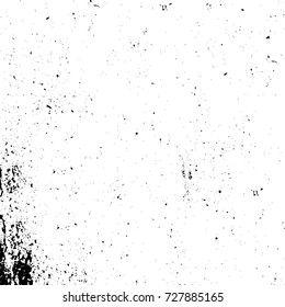 Grunge dark corner messy background. Distressed grainy overlay texture. Ink stroke brushed renovate wall backdrop. Abstract black and white cracks, stains, smears, scrapes for design and printing