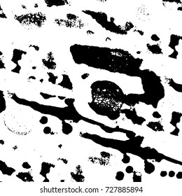 Grunge dark corner messy background. Distressed grainy overlay texture. Ink stroke brushed renovate wall backdrop. Abstract black and white cracks, stains, smears, scrapes for design and printing