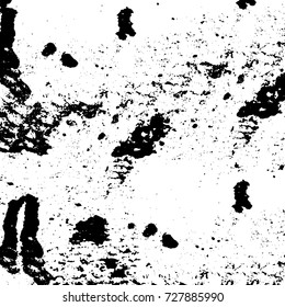 Grunge dark corner messy background. Distressed grainy overlay texture. Ink stroke brushed renovate wall backdrop. Abstract black and white cracks, stains, smears, scrapes for design and printing
