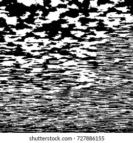 Grunge dark corner messy background. Distressed grainy overlay texture. Ink stroke brushed renovate wall backdrop. Abstract black and white cracks, stains, smears, scrapes for design and printing