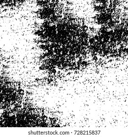 Grunge dark corner messy background. Distressed grainy overlay texture. Ink stroke brushed renovate wall backdrop. Abstract black and white cracks, stains, smears, scrapes for design and printing