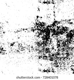 Grunge dark corner messy background. Distressed grainy overlay texture. Ink stroke brushed renovate wall backdrop. Abstract black and white cracks, stains, smears, scrapes for design and printing