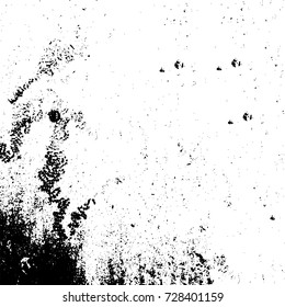 Grunge dark corner messy background. Distressed grainy overlay texture. Ink stroke brushed renovate wall backdrop. Abstract black and white cracks, stains, smears, scrapes for design and printing