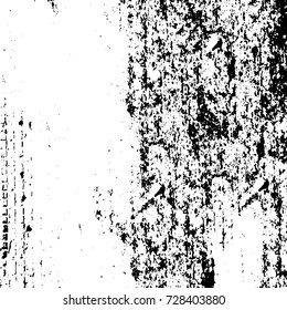 Grunge dark corner messy background. Distressed grainy overlay texture. Ink stroke brushed renovate wall backdrop. Abstract black and white cracks, stains, smears, scrapes for design and printing