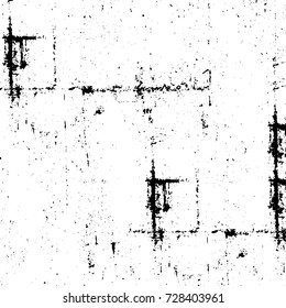 Grunge dark corner messy background. Distressed grainy overlay texture. Ink stroke brushed renovate wall backdrop. Abstract black and white cracks, stains, smears, scrapes for design and printing