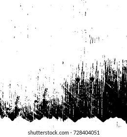 Grunge dark corner messy background. Distressed grainy overlay texture. Ink stroke brushed renovate wall backdrop. Abstract black and white cracks, stains, smears, scrapes for design and printing